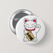 Maneki Neko White Ronde Button 5,7 Cm (Voorkant /achterkant)
