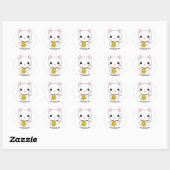 Maneki Neko - Witte Lucky Kat Ronde Sticker (Vel)