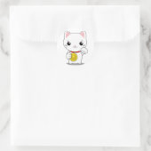 Maneki Neko - Witte Lucky Kat Ronde Sticker (Tas)