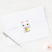 Maneki Neko - Witte Lucky Kat Ronde Sticker (Envelop)