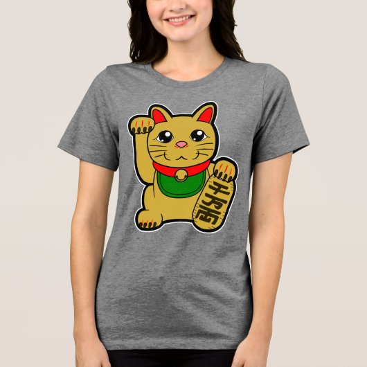 Maneki Neko's gelukskat Tri-Blend Shirt (Voorkant)