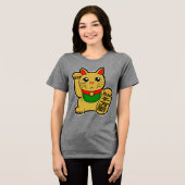 Maneki Neko's gelukskat Tri-Blend Shirt (Voorkant volledig)