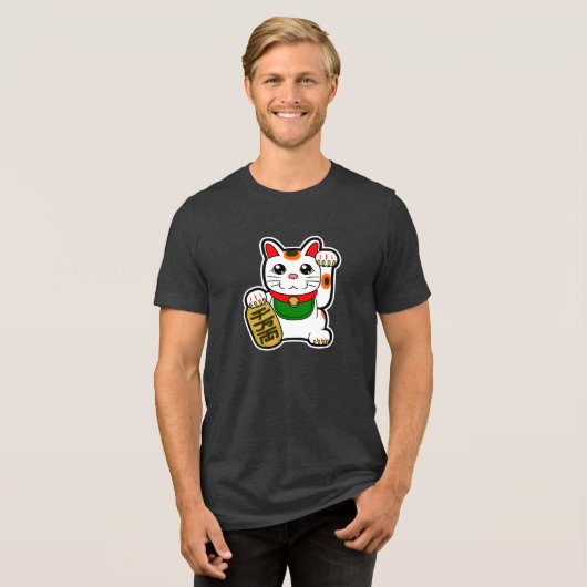 Maneki Neko's geluksvogel Tri-Blend Shirt (Voorkant volledig)