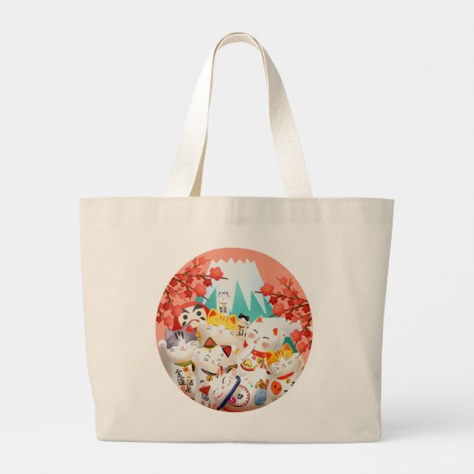 Manekineko Hanami Party Grote Tote Bag (Achterkant)
