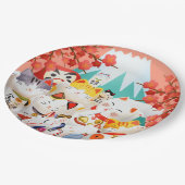 Manekineko Hanami Party Papieren Bordje (Gekanteld)