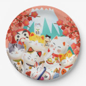 Manekineko Hanami Party Papieren Bordje (Voorkant)