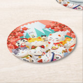 Manekineko Hanami Party Ronde Kartonnen Onderzetter (Gebogen)