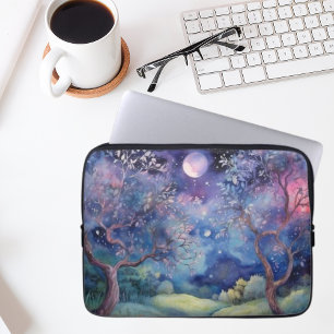 Maneschijn Betoverde Bos Nachtlandschap Laptop Sleeve