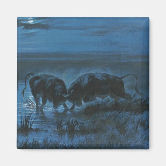 Maneschijn Gevecht (Waterbuffels Strijdend) Magneet (Voorkant)