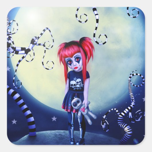 Maneschijn Goth-poppen Vierkante Sticker (Voorkant)