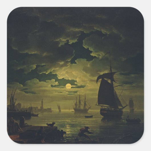 Maneschijn over Palermo High-Fidelity Fine Art Vierkante Sticker (Voorkant)
