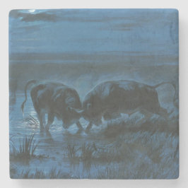 Maneschijn Strijd (Waterbuffels Strijd) Stenen Onderzetter