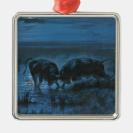 Maneschlacht (Waterbuffels vechten) Metalen Ornament