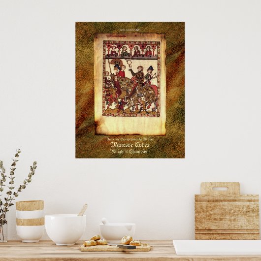 Manesse Codex excerpt Medieval Knight Art Print (Keuken)