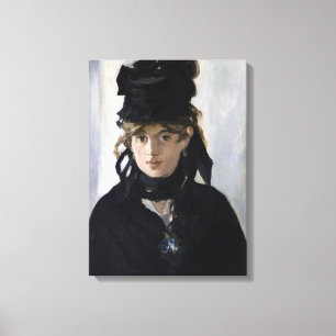 Manet - Berthe Morisot met een boeket van violette Canvas Afdruk