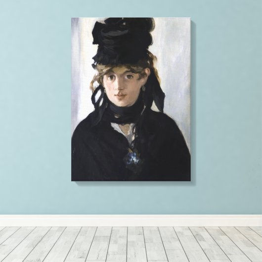 Manet - Berthe Morisot met een boeket van violette Canvas Afdruk (Insitu (Houten vloer))
