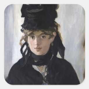 Manet - Berthe Morisot met een boeket viooltjes Vierkante Sticker