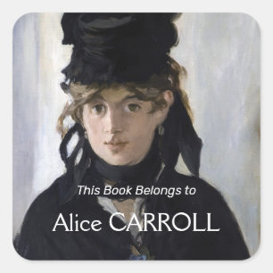 Manet - Berthe Morisot met een boeket viooltjes Vierkante Sticker