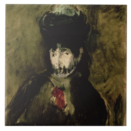 Manet | Berthe Morisot Wearing a Veil, 1872 Tegeltje (Voorkant)