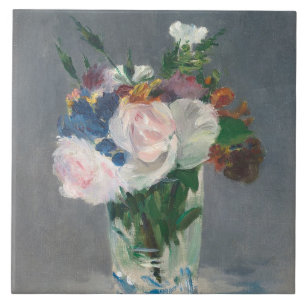 Manet   Bloemen in een kristalvet, c.1882 Tegeltje
