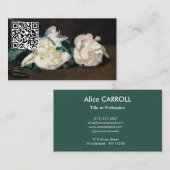 Manet - Branch White Peonies, Secateurs - QR-code Visitekaartje (Voorkant / Achterkant)