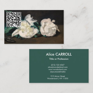 Manet - Branch White Peonies, Secateurs - QR-code Visitekaartje