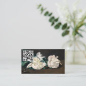 Manet - Branch White Peonies, Secateurs - QR-code Visitekaartje (Staand voorkant)