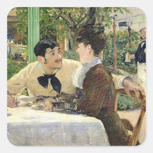 Manet | De tuin van Pere Lathuille, 1879 Vierkante Sticker (Voorkant)