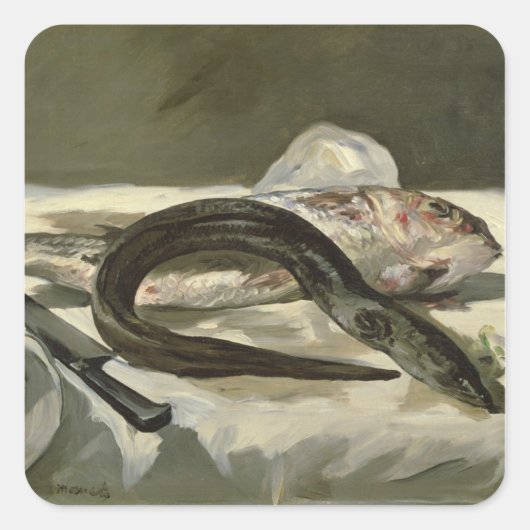 Manet | Eel en Red Mullet, 1864 Vierkante Sticker (Voorkant)