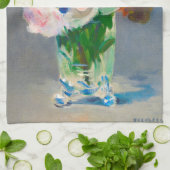 Manet Flowers in een Crystal Vase Theedoek (Gevouwen)