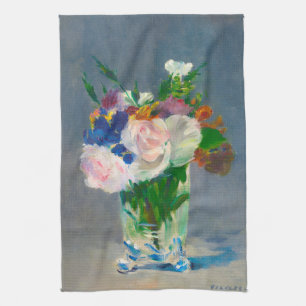Manet Flowers in een Crystal Vase Theedoek