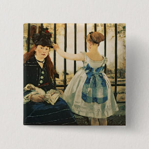 Manet   Gare St. Lazare, 1872-3 Vierkante Button 5,1 Cm