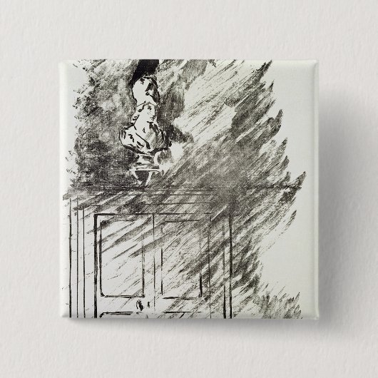Manet | Illustratie voor de "Raven" Vierkante Button 5,1 Cm (Voorkant)