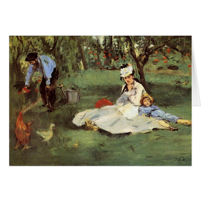 Manet Impressionist Frans Familie Tuin Schilderij (Voorkant Horizontaal)