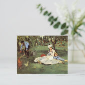 Manet Impressionist Frans Familie Tuin Schilderij Briefkaart (Staand voorkant)