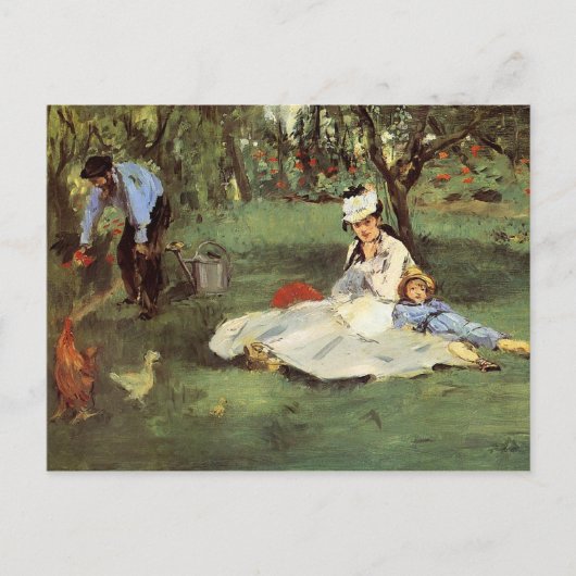 Manet Impressionist Frans Familie Tuin Schilderij Briefkaart (Voorkant)