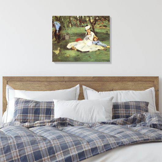 Manet Impressionist Frans Familie Tuin Schilderij Canvas Afdruk (Insitu (Slaapkamer))