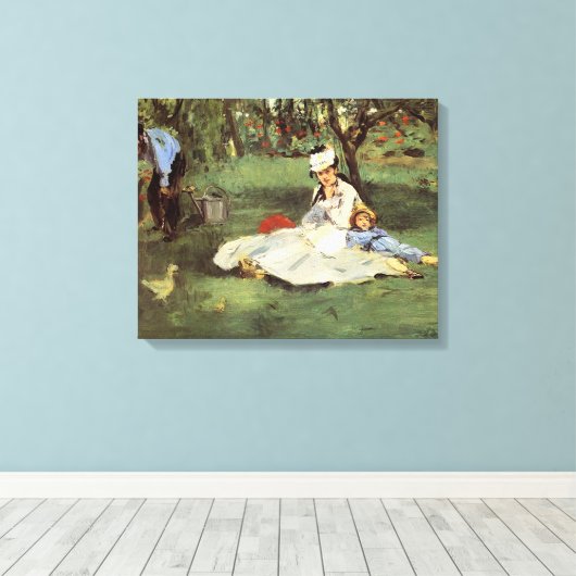 Manet Impressionist Frans Familie Tuin Schilderij Canvas Afdruk (Insitu (Houten vloer))