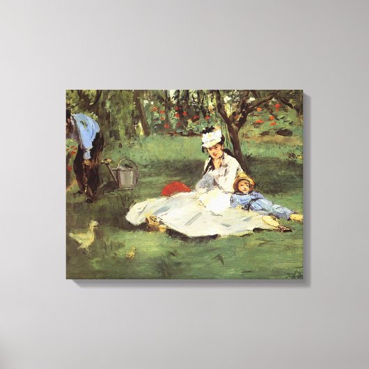 Manet Impressionist Frans Familie Tuin Schilderij Canvas Afdruk (Voorkant)