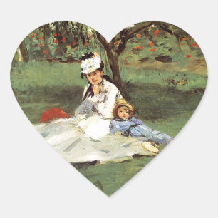 Manet Impressionist Frans Familie Tuin Schilderij Hart Sticker