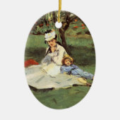 Manet Impressionist Frans Familie Tuin Schilderij Keramisch Ornament (Voorkant)