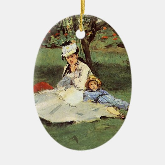 Manet Impressionist Frans Familie Tuin Schilderij Keramisch Ornament (Voorkant)