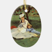 Manet Impressionist Frans Familie Tuin Schilderij Keramisch Ornament (Achterkant)