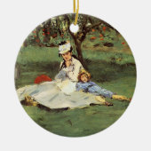 Manet Impressionist Frans Familie Tuin Schilderij Keramisch Ornament (Voorkant)