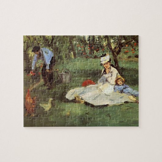 Manet Impressionist Frans Familie Tuin Schilderij Legpuzzel (Horizontaal)