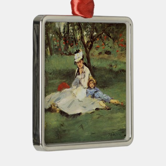 Manet Impressionist Frans Familie Tuin Schilderij Metalen Ornament (Rechts)