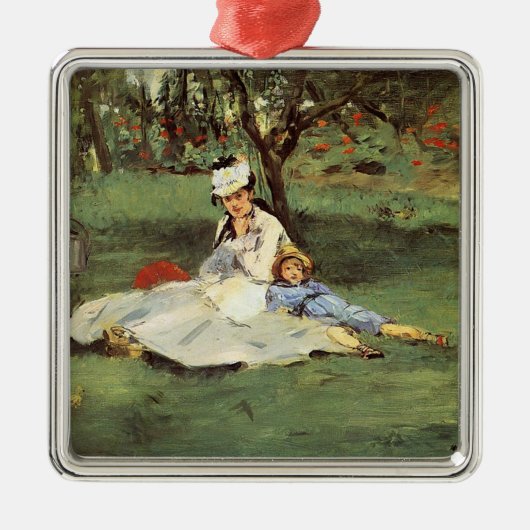 Manet Impressionist Frans Familie Tuin Schilderij Metalen Ornament (Voorkant)