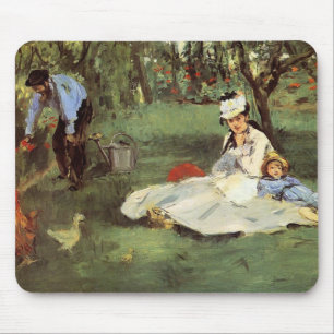 Manet Impressionist Frans Familie Tuin Schilderij Muismat