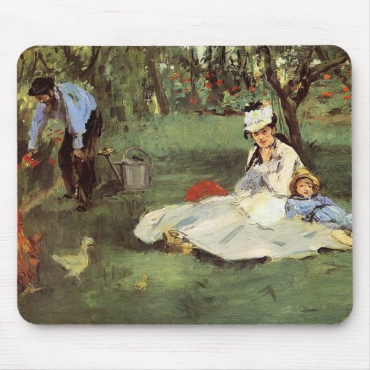 Manet Impressionist Frans Familie Tuin Schilderij Muismat (Voorkant)