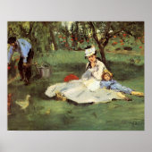 Manet Impressionist Frans Familie Tuin Schilderij Poster (Voorkant)